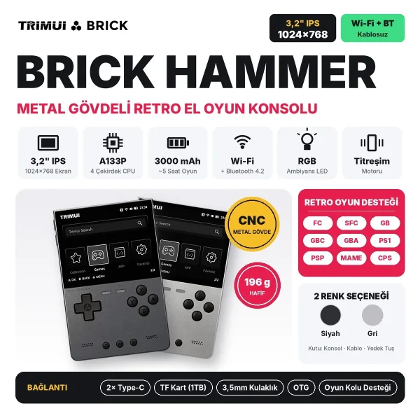Trimui Brick Hammer Retro El Konsolu - 128GB